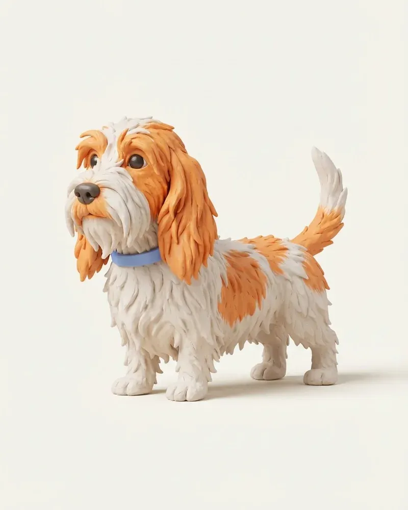 Ilustración 3D de un pequeño basset grifón vendeano