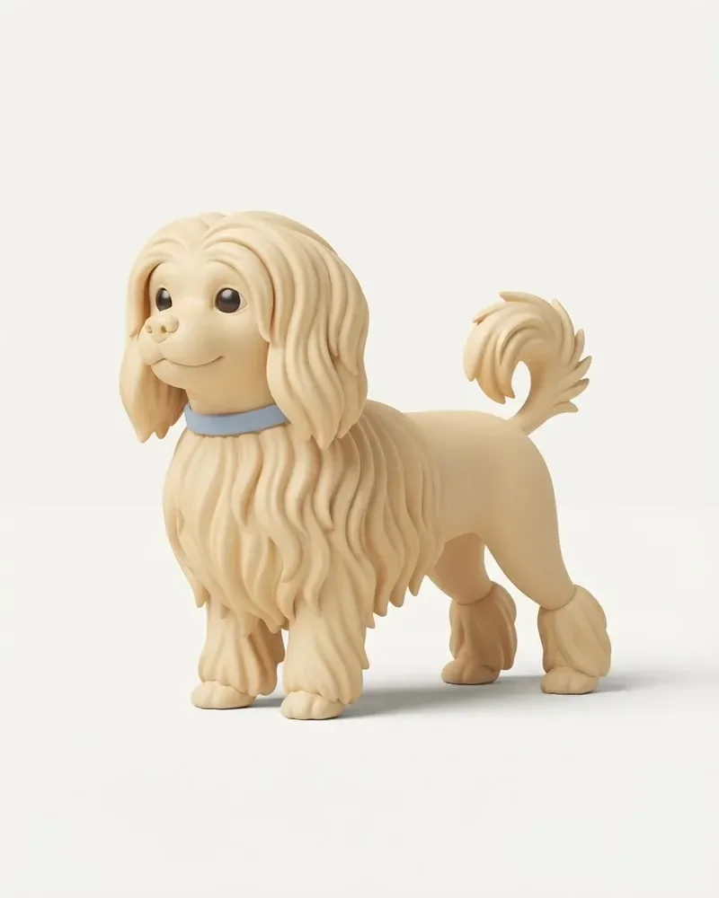 Ilustración 3D de un pequeño perro león