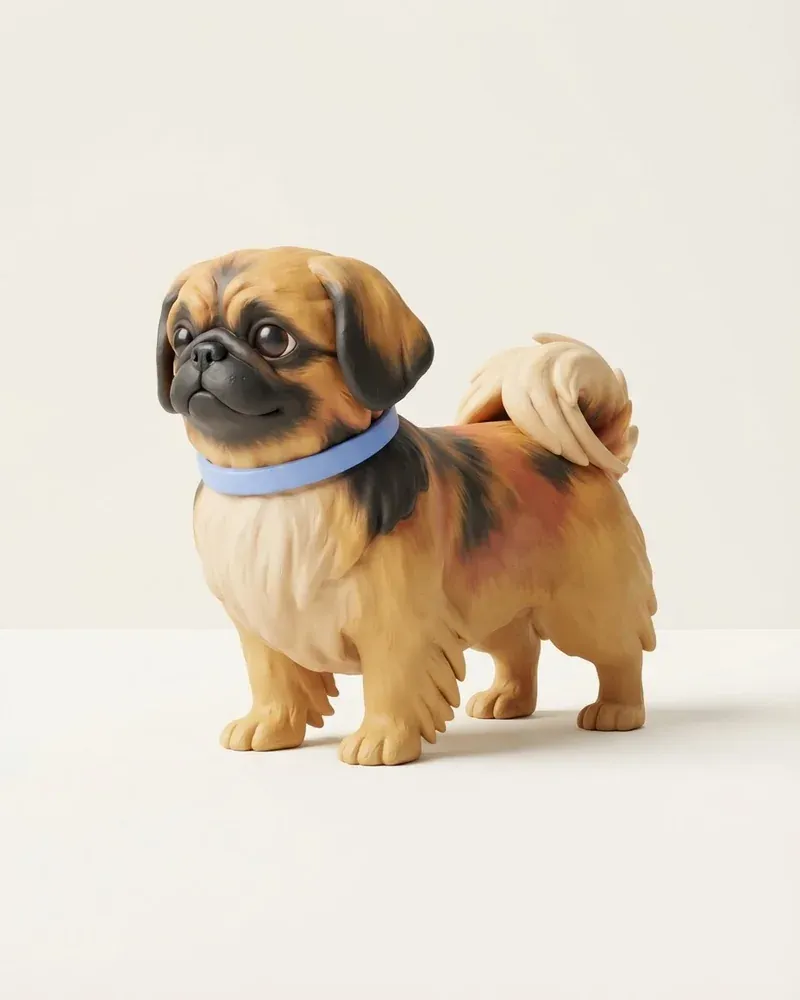 Ilustración 3D de un pequinés
