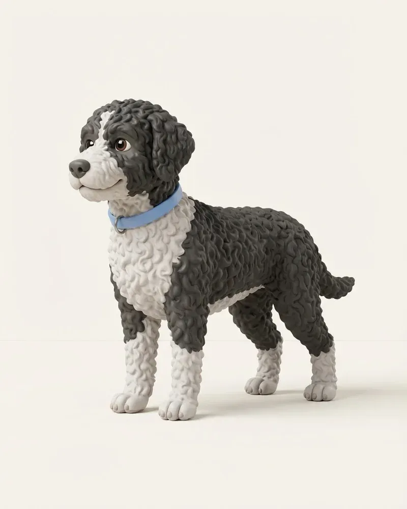 Ilustración 3D de un perro de agua español