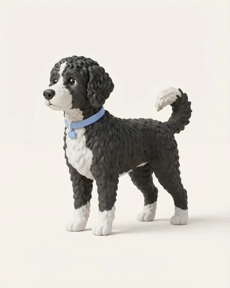 Ilustración 3D de un perro de agua portugués
