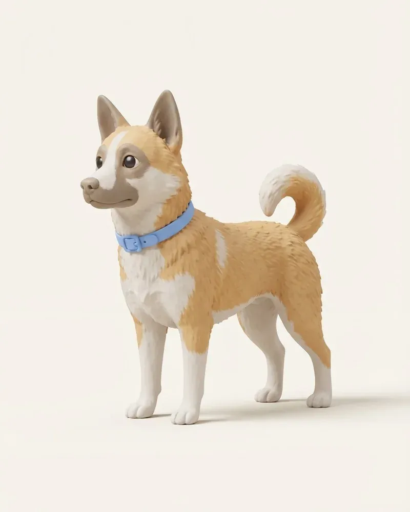 Ilustración 3D de un perro de canaán