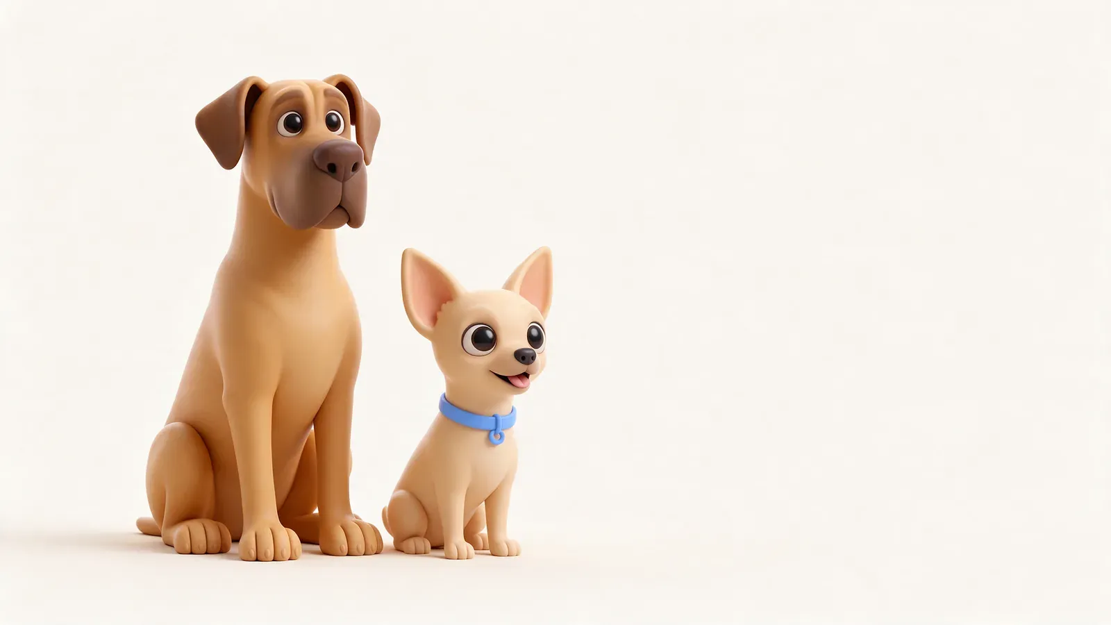 Gran danés y chihuahua sentados juntos como amigos