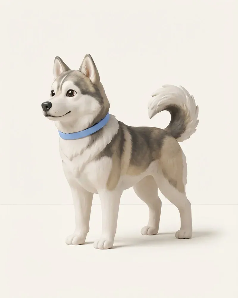 Ilustración 3D de un perro esquimal canadiense
