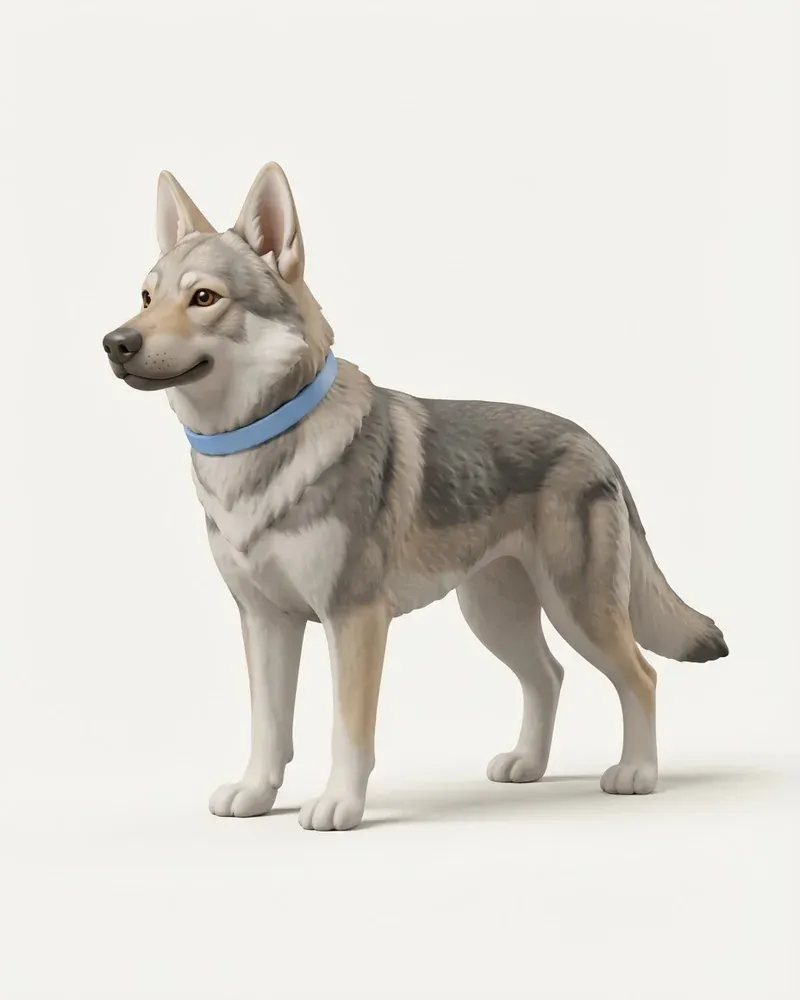 Ilustración 3D de un perro lobo checoslovaco