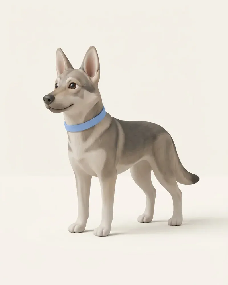 Ilustración 3D de un perro lobo de saarloos