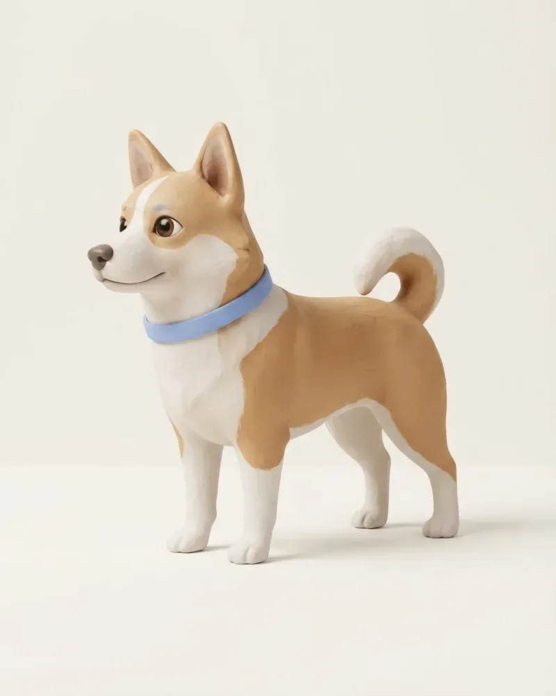 Ilustración 3D de un perro pastor islandés