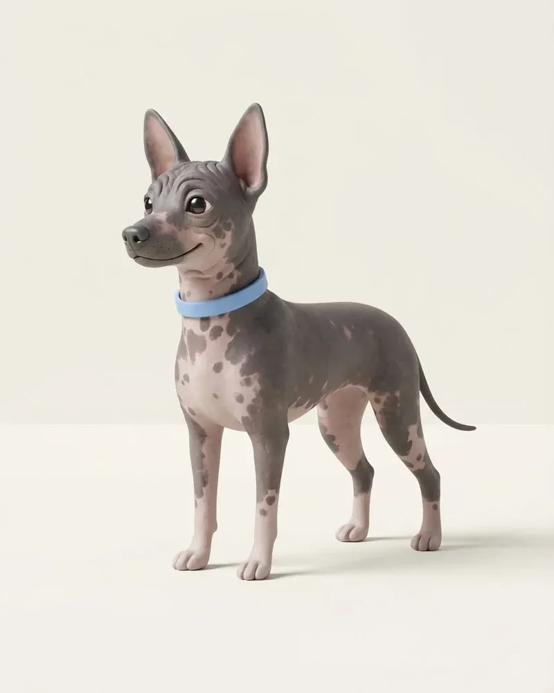 Ilustración 3D de un perro sin pelo del perú