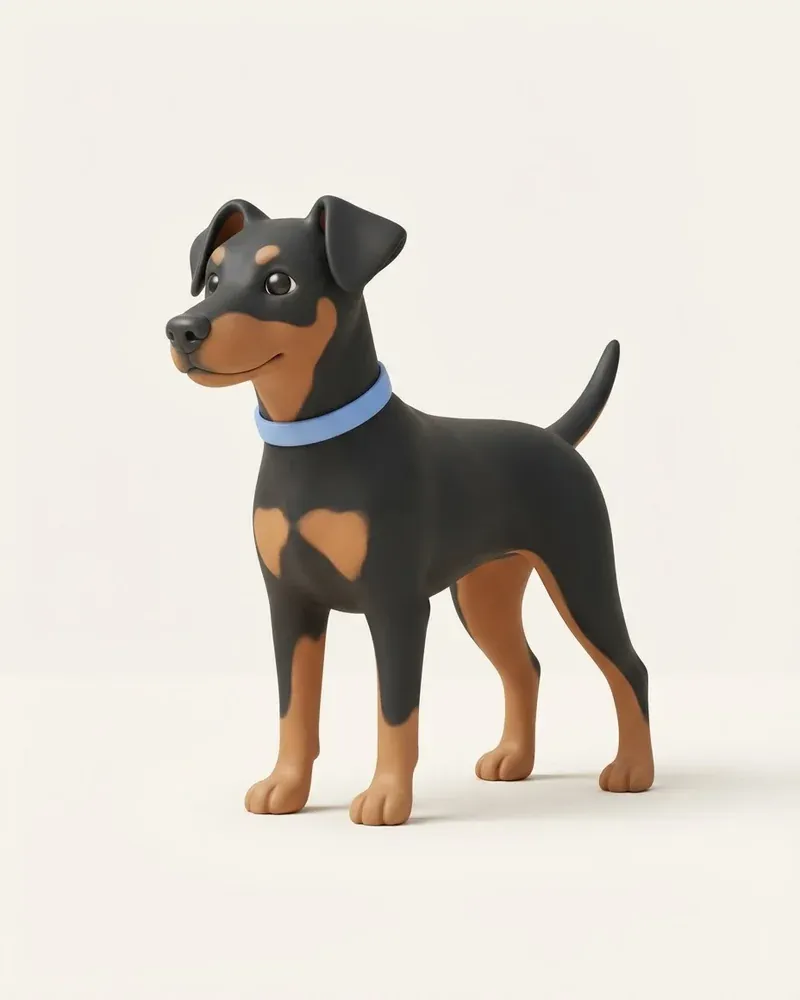 Ilustración 3D de un pinscher alemán