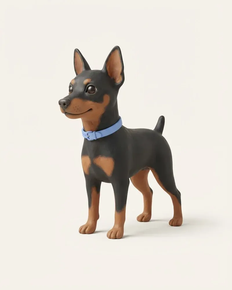 Ilustración 3D de un pinscher miniatura