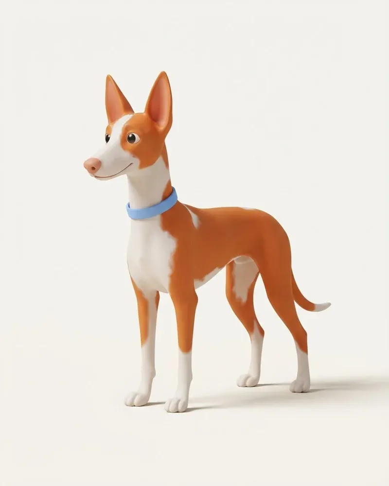Ilustración 3D de un podenco ibicenco