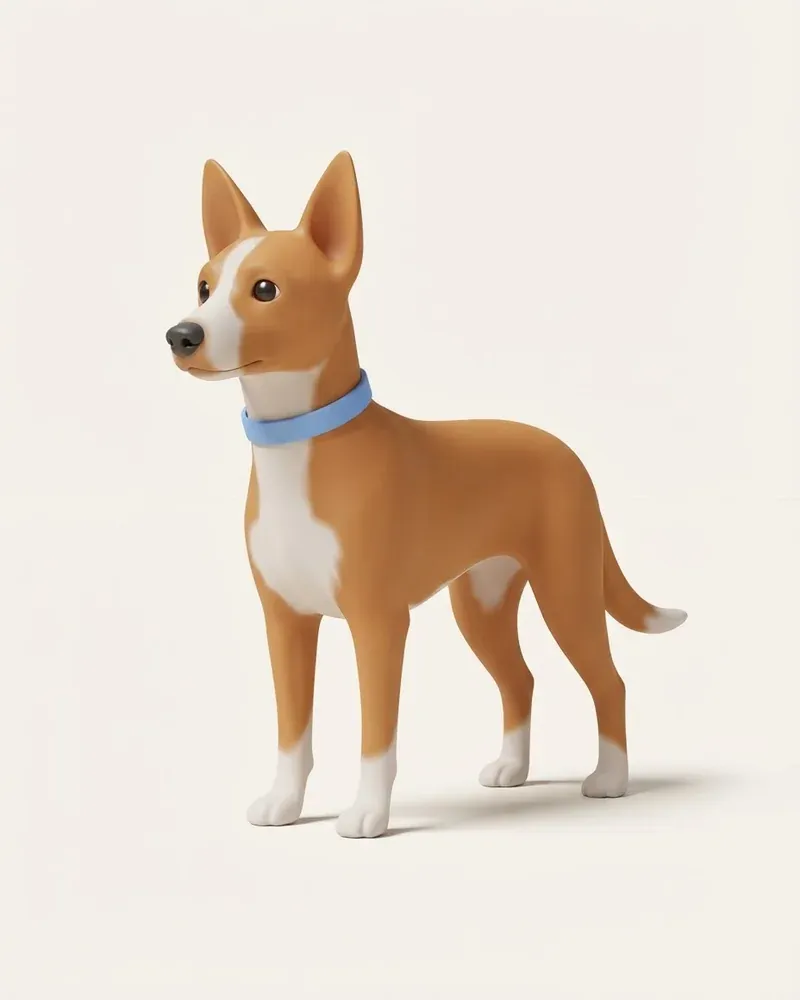 Ilustración 3D de un podenco portugués