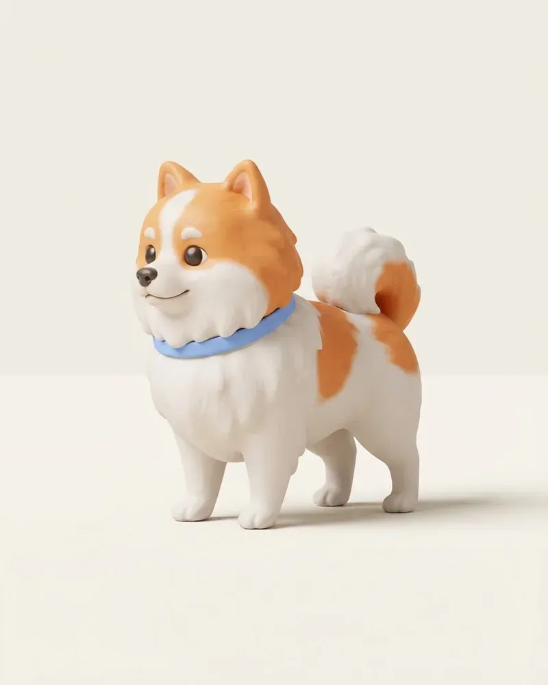 Ilustración 3D de un pomerania (spitz enano)