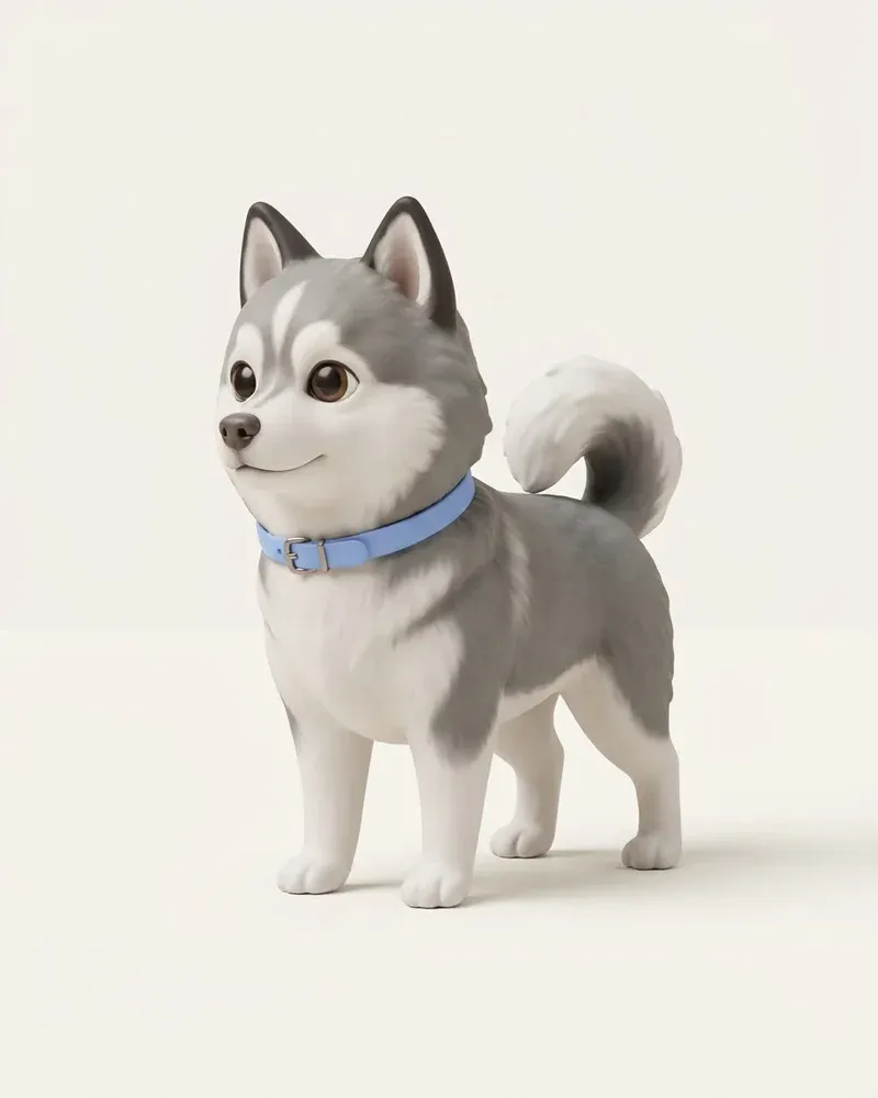 Ilustración 3D de un pomsky