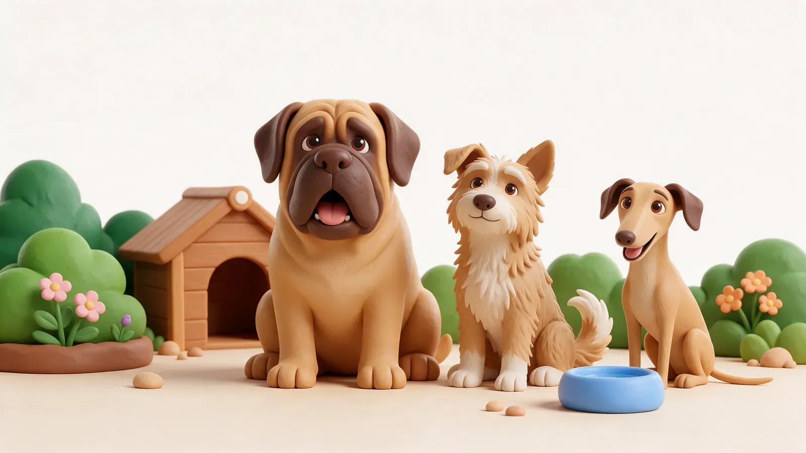 Tres perros mestizos esperando familia