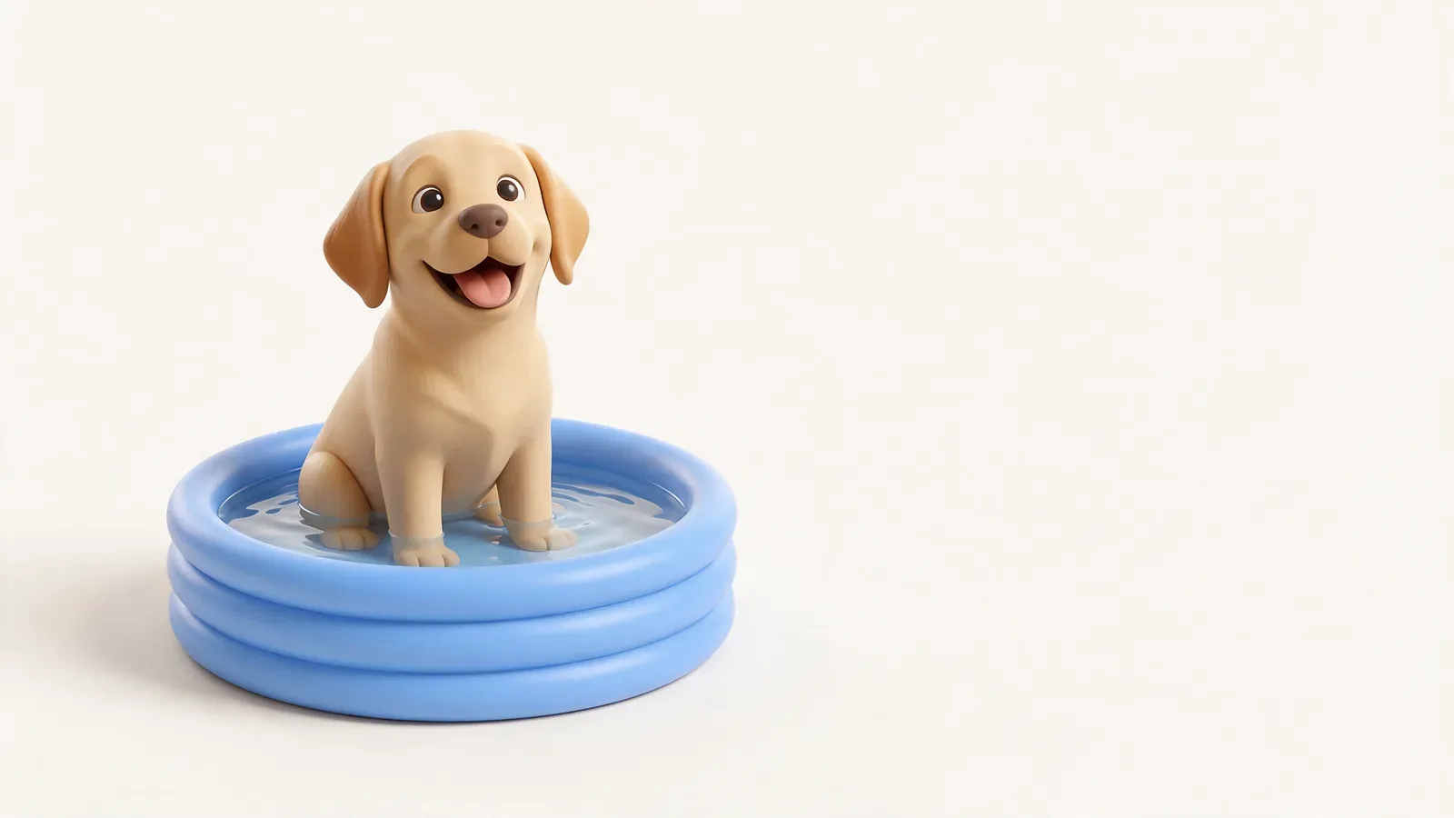 Labrador refrescándose en una piscina pequeña
