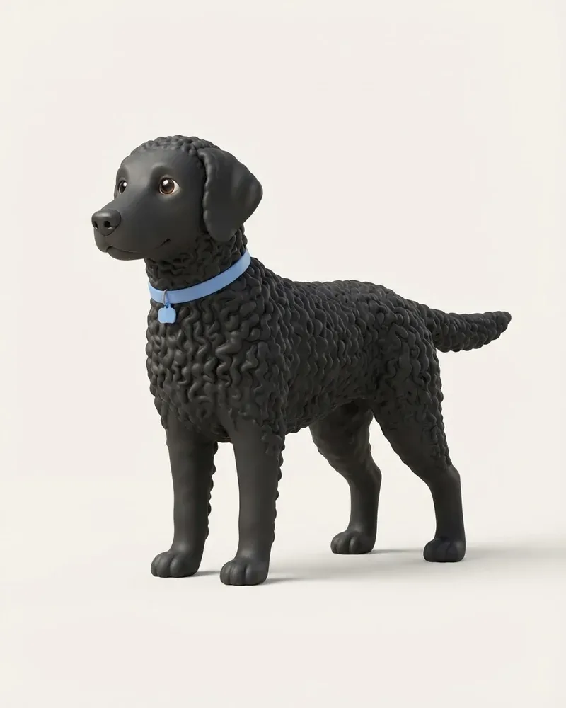 Ilustración 3D de un retriever de pelo rizado