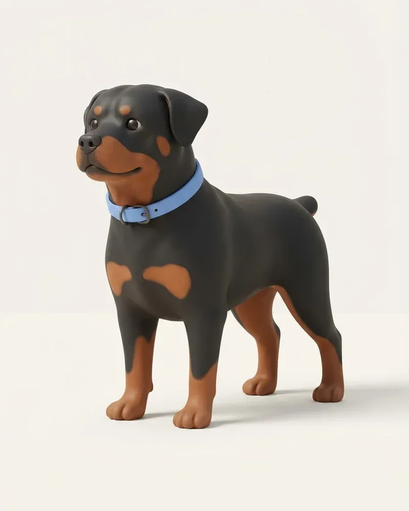 Ilustración 3D de un rottweiler
