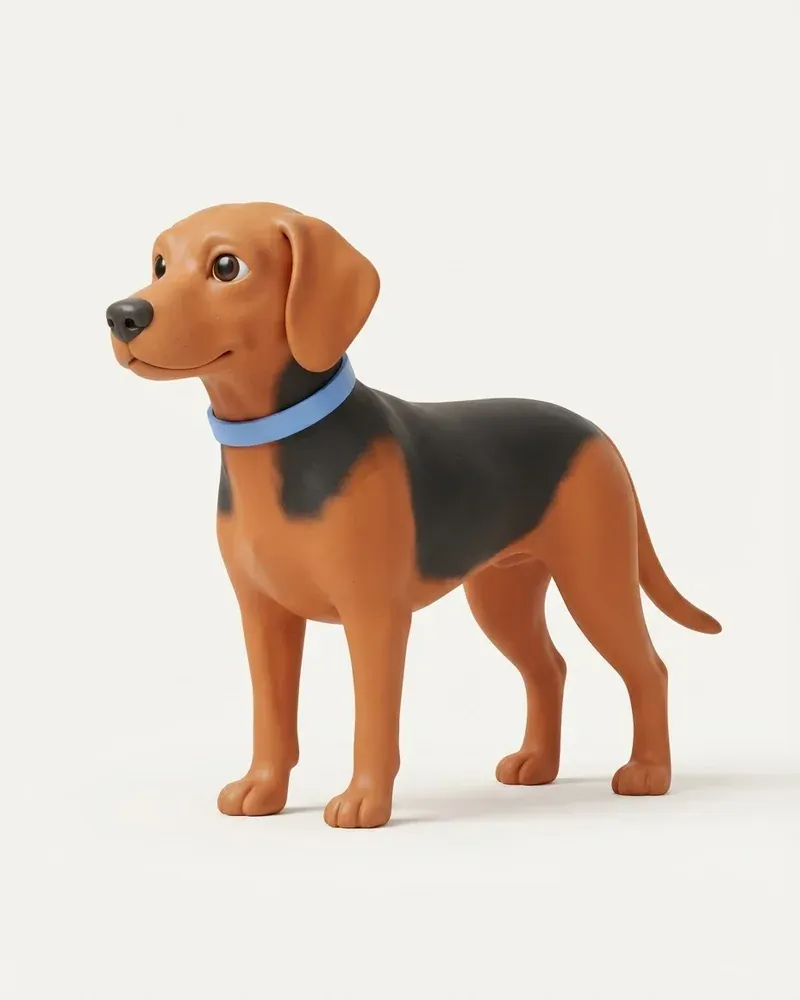 Ilustración 3D de un sabueso serbio