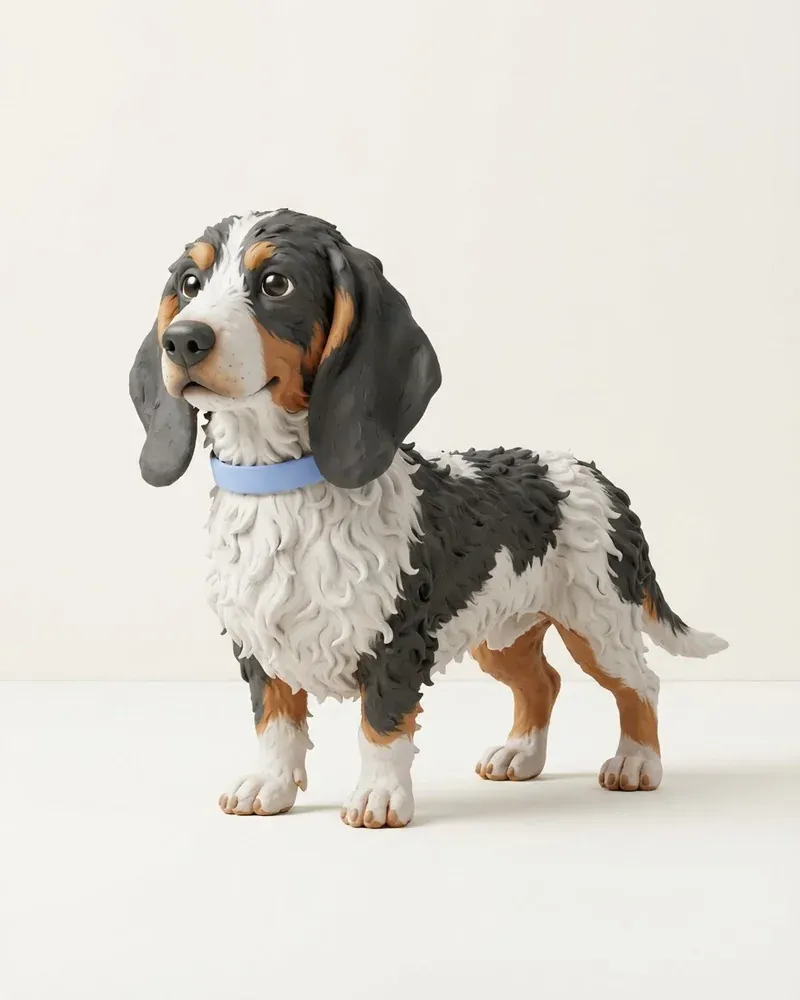 Ilustración 3D de un sabueso suizo pequeño