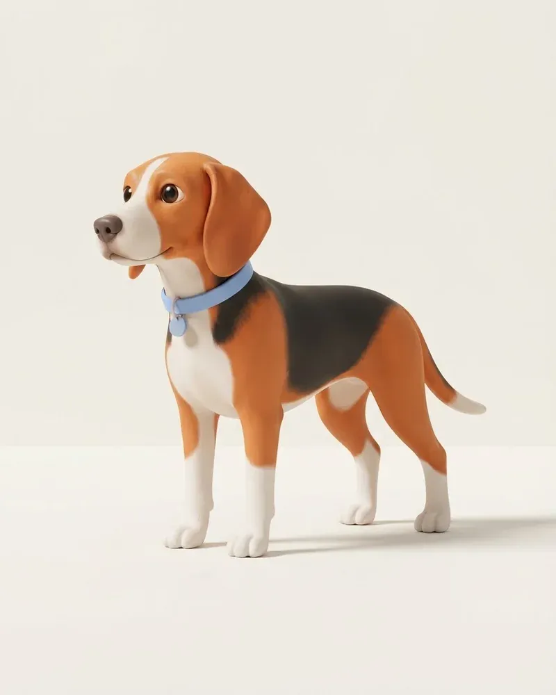 Ilustración 3D de un sabueso tricolor serbio
