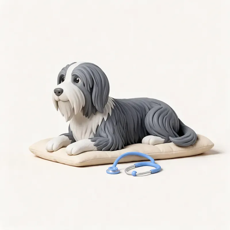 Bearded collie: tranquilo y sano (ilustración)