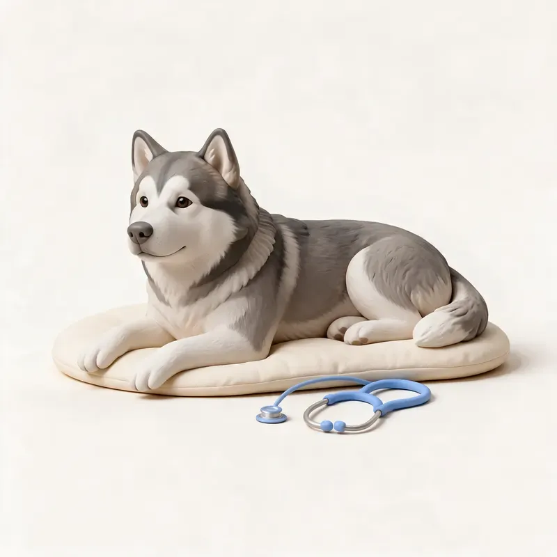 Alaskan malamute: tranquilo y sano (ilustración)