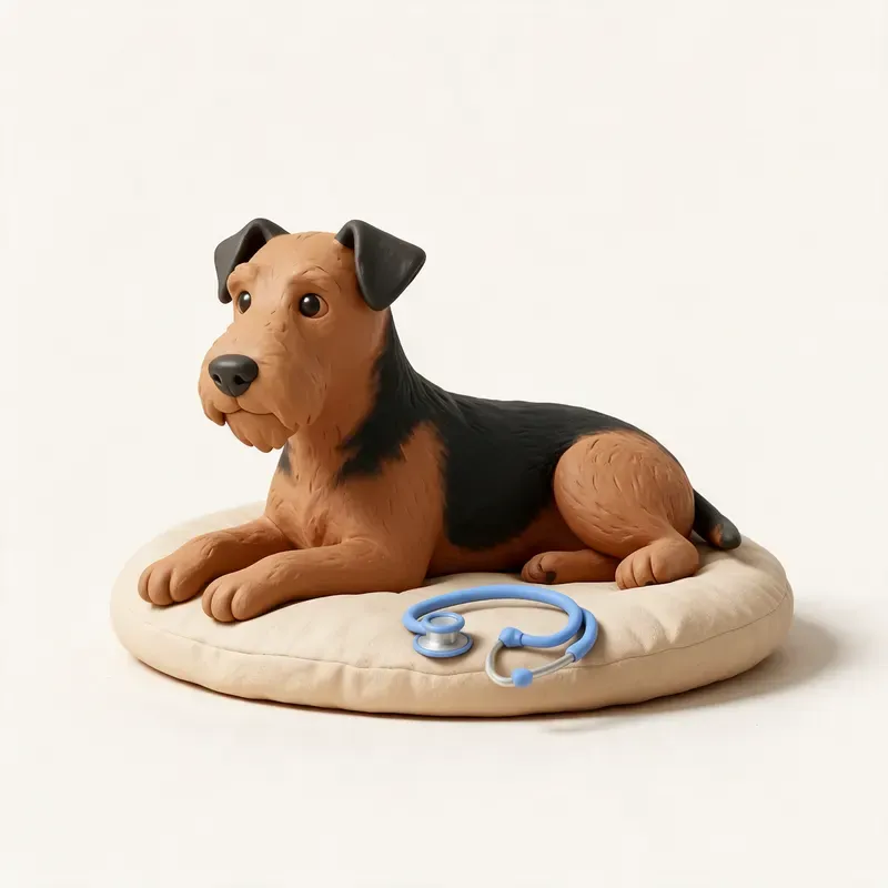 Airedale terrier: tranquilo y sano (ilustración)