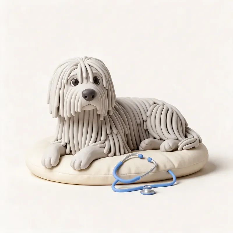 Komondor: tranquilo y sano (ilustración)