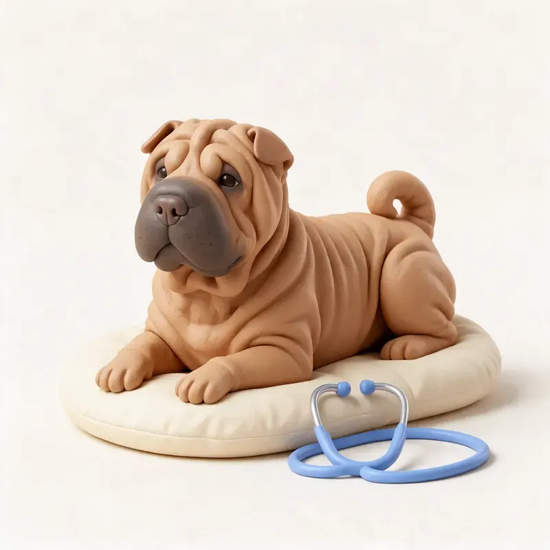 Shar pei: tranquilo y sano (ilustración)