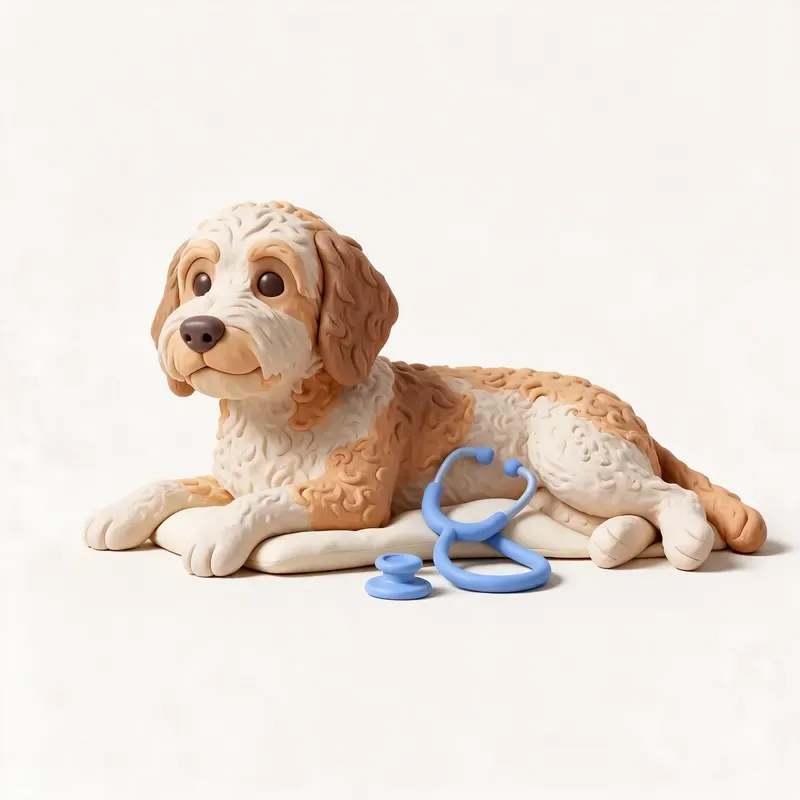 Australian labradoodle: tranquilo y sano (ilustración)