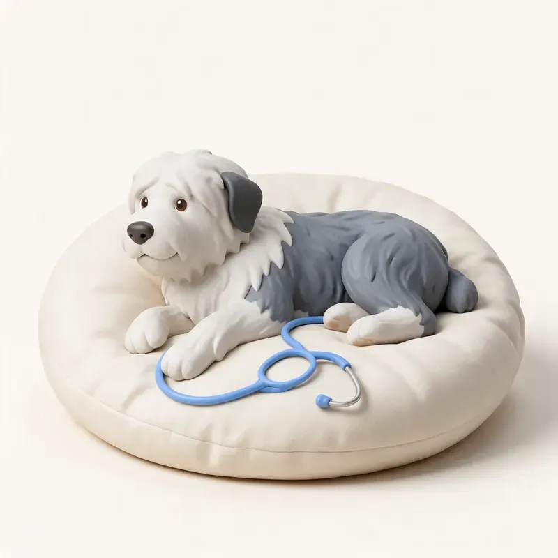 Bobtail (antiguo pastor inglés): tranquilo y sano (ilustración)