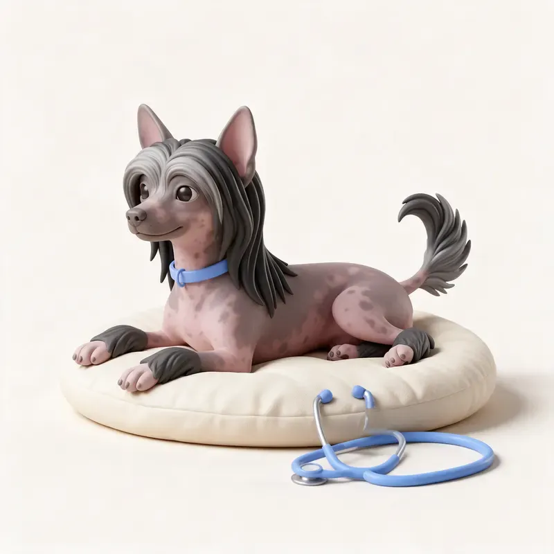 Perro crestado chino: tranquilo y sano (ilustración)