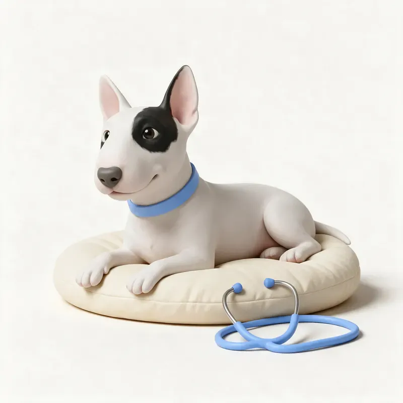 Bull terrier: tranquilo y sano (ilustración)