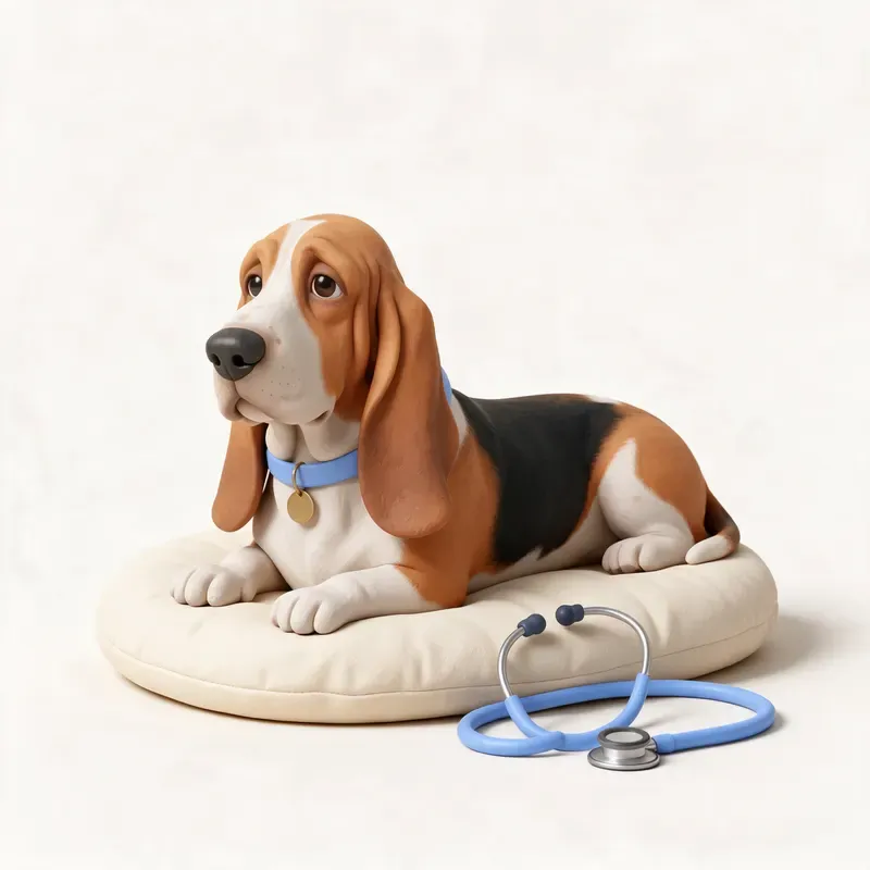 Basset hound: tranquilo y sano (ilustración)