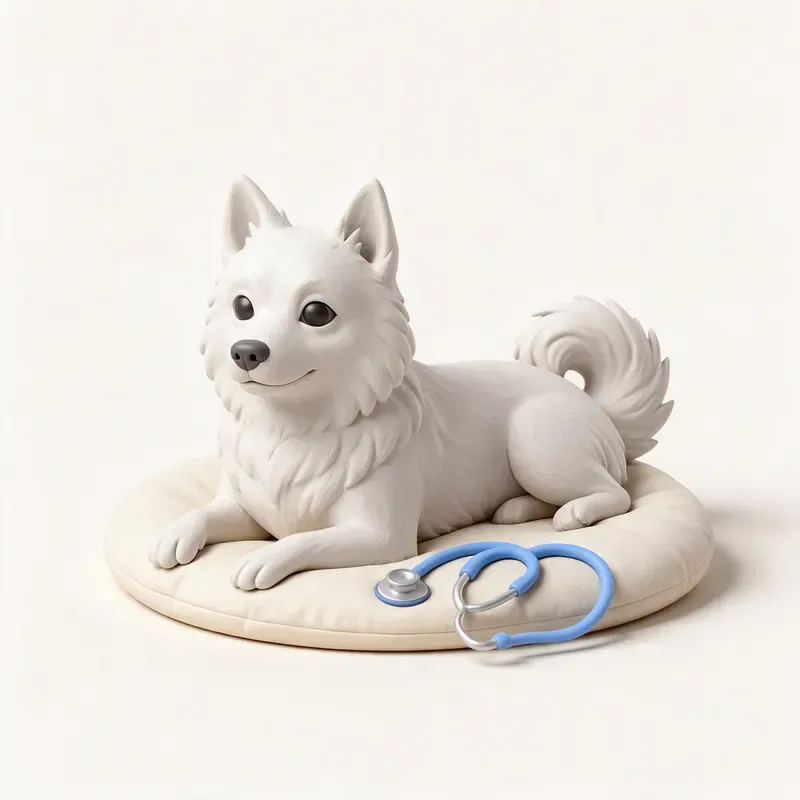 American Eskimo Dog: tranquilo y sano (ilustración)