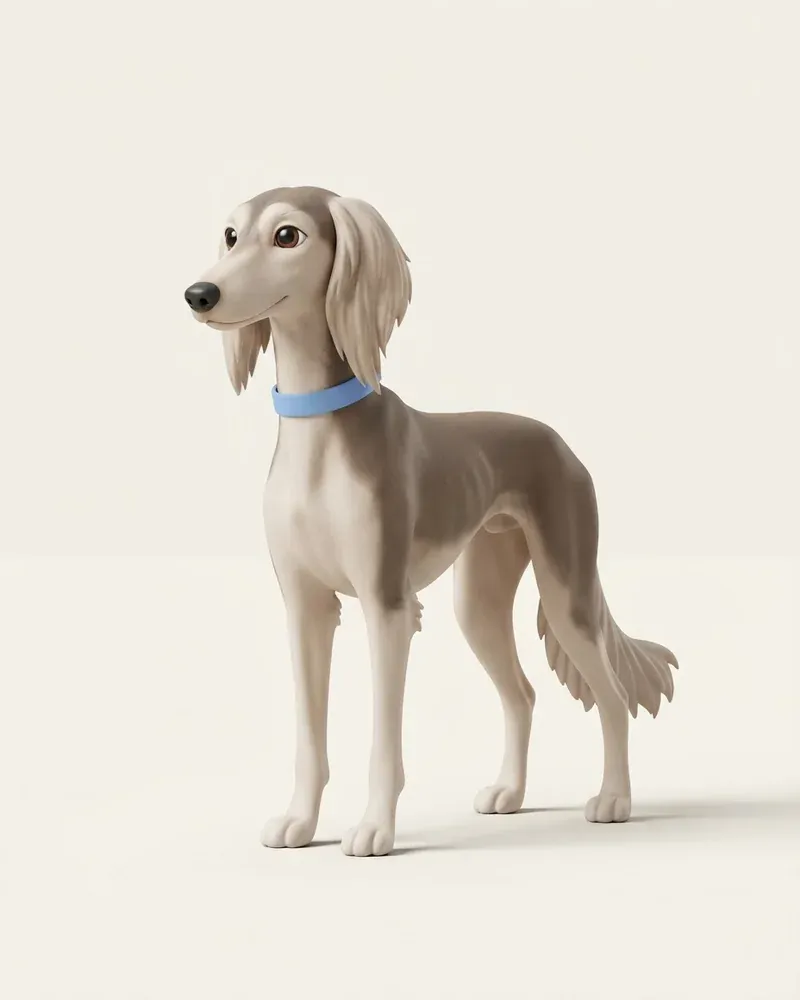 Ilustración 3D de un saluki