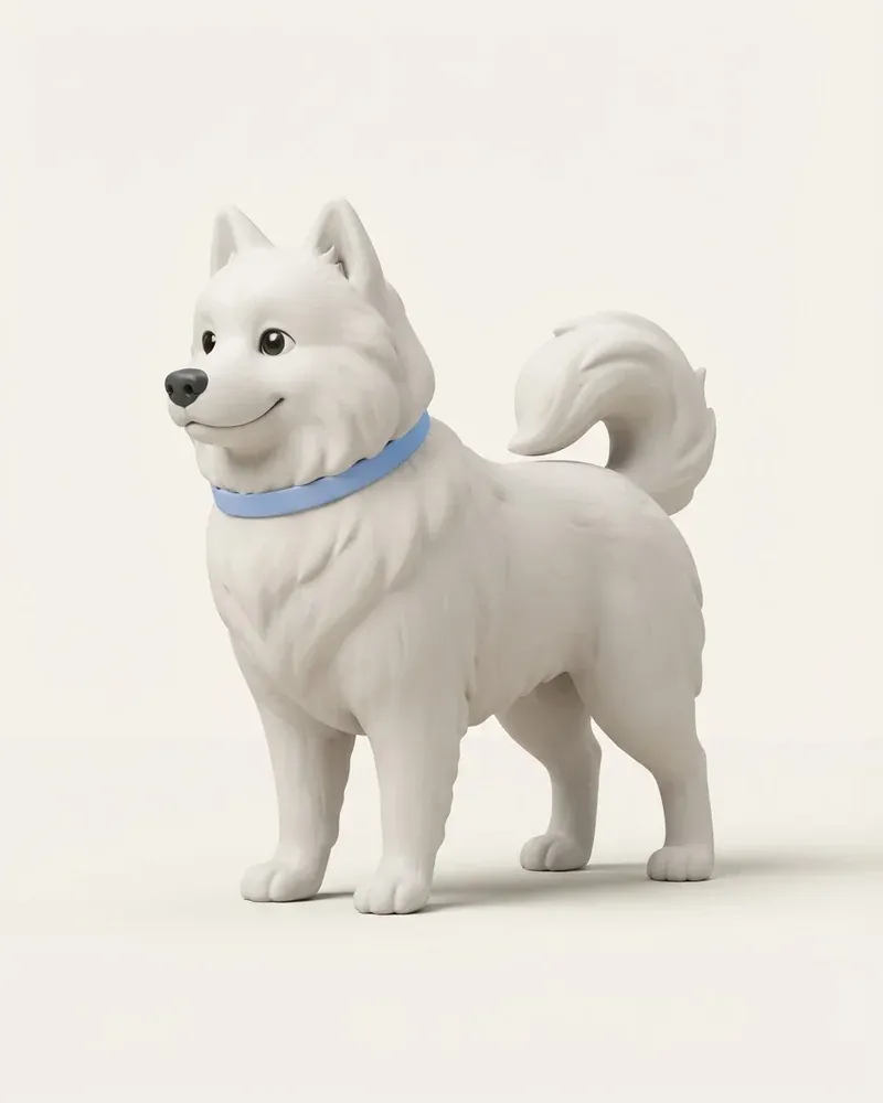 Ilustración 3D de un samoyedo