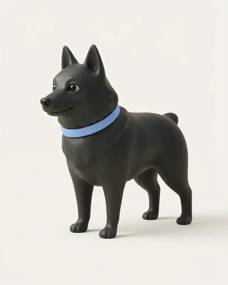 Ilustración 3D de un schipperke