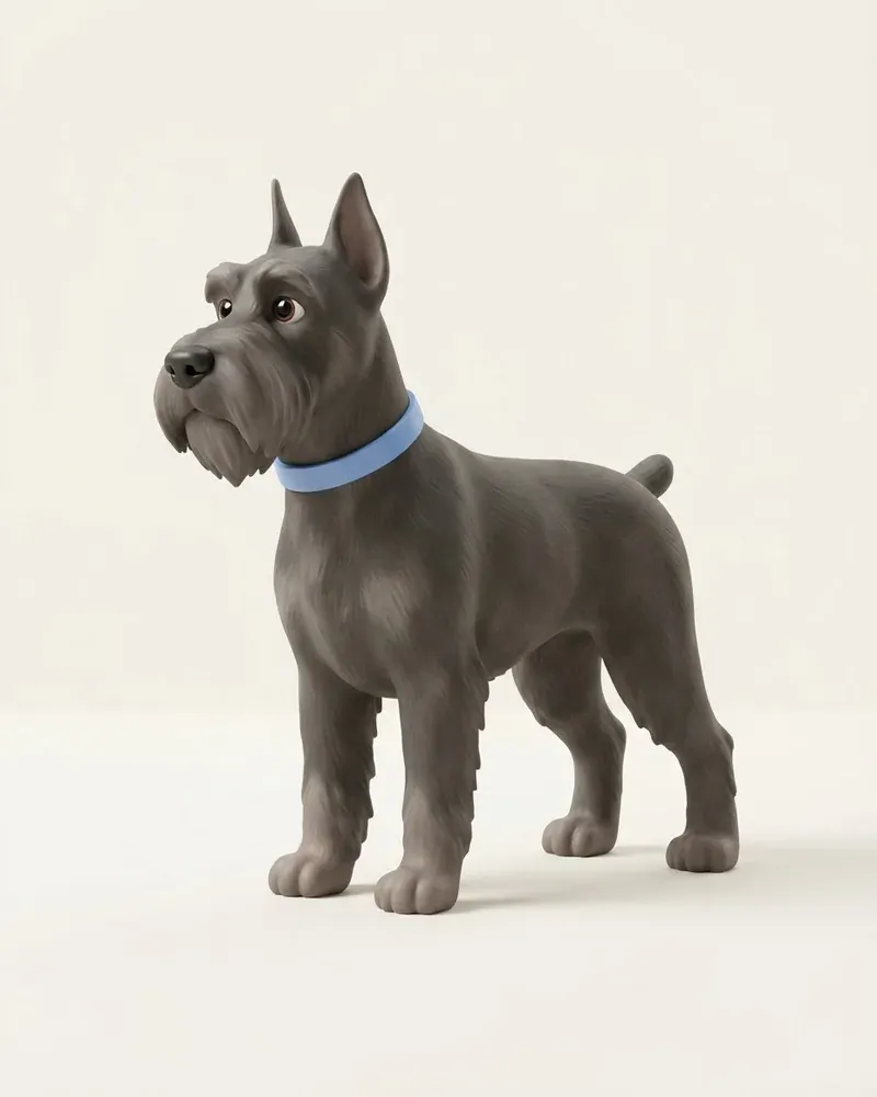 Ilustración 3D de un schnauzer gigante