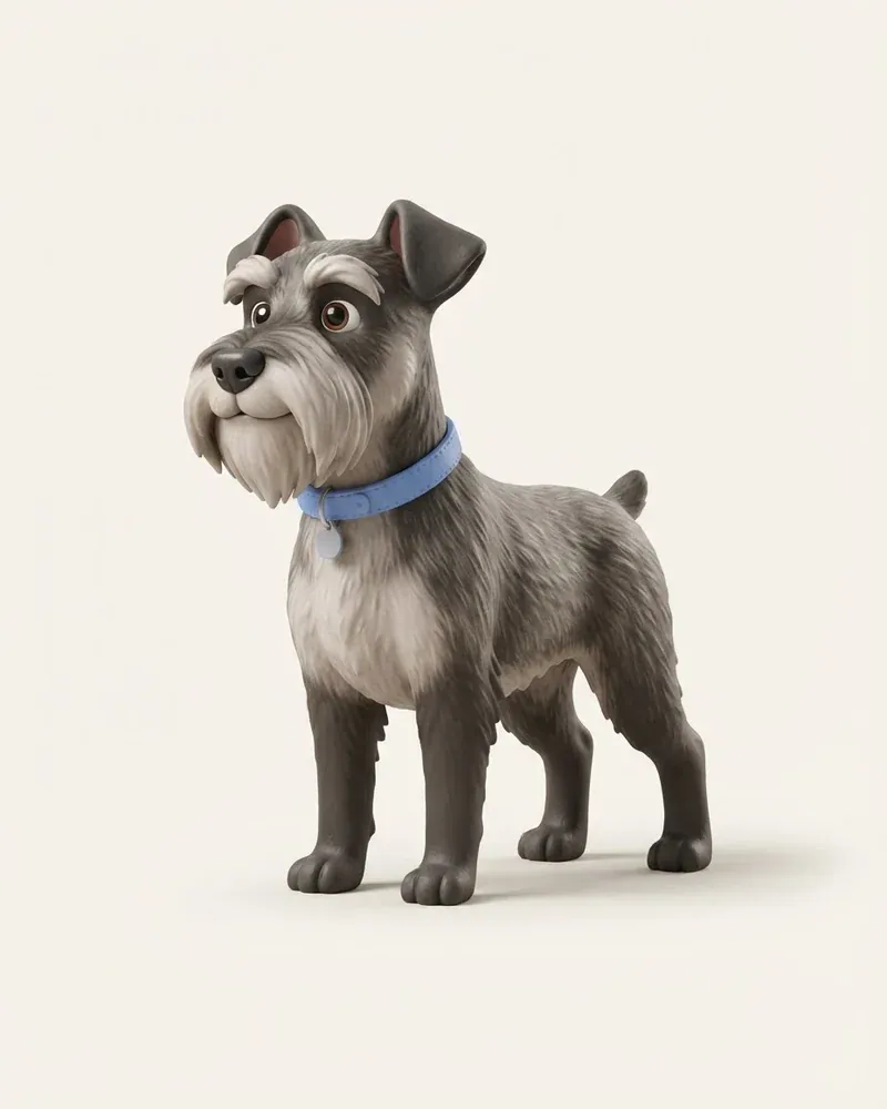 Ilustración 3D de un schnauzer mediano