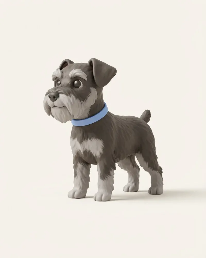 Ilustración 3D de un schnauzer miniatura