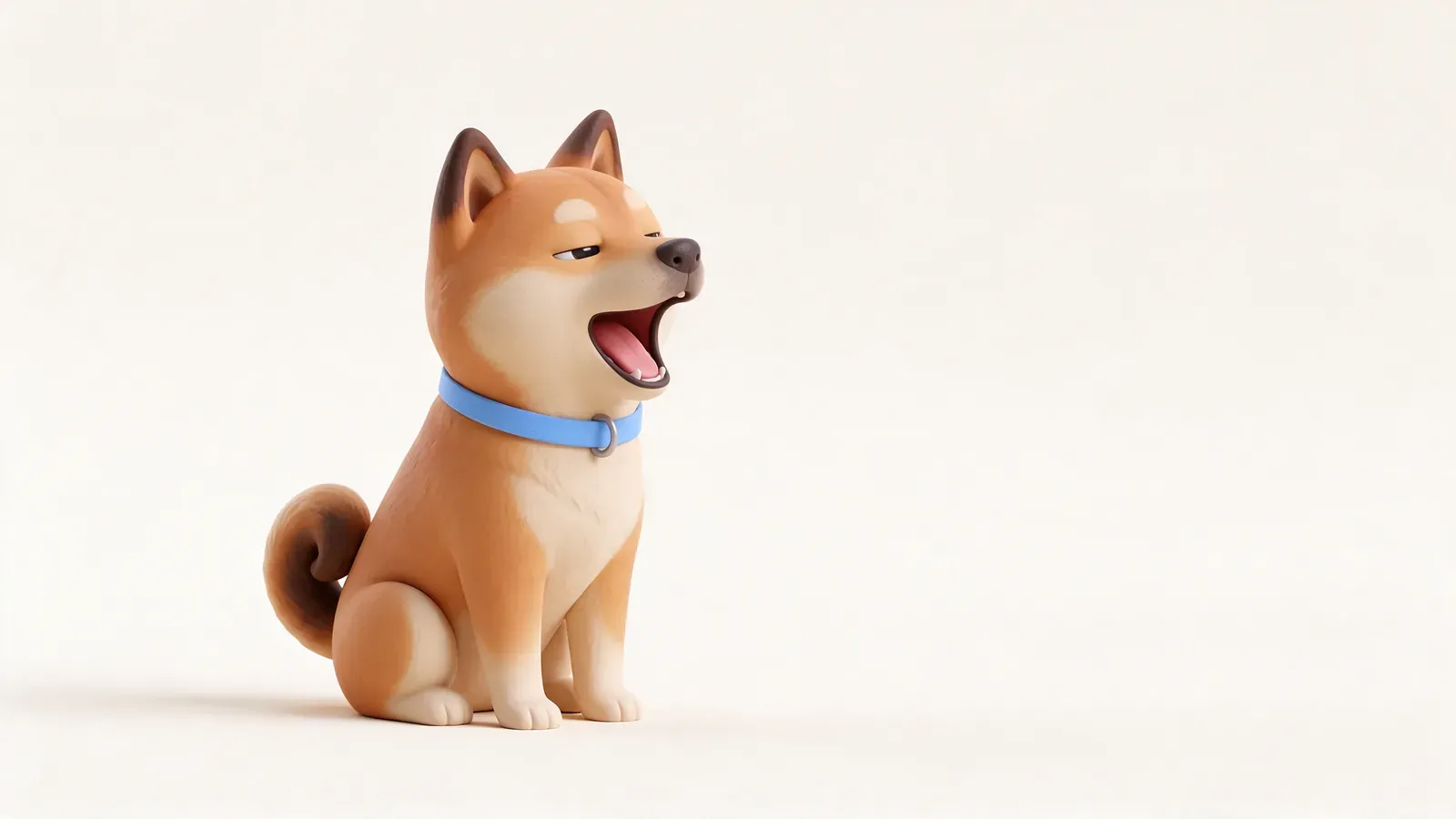 Shiba inu bostezando como señal de calma