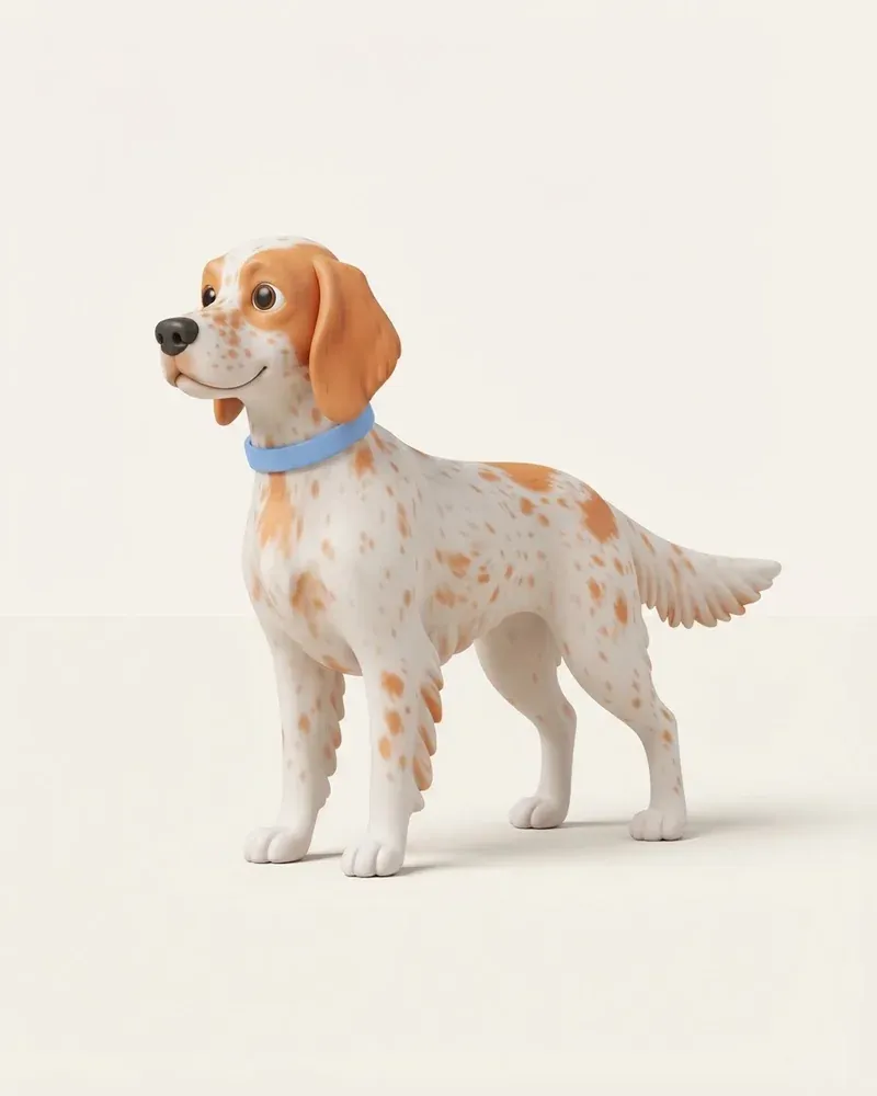 Ilustración 3D de un setter inglés
