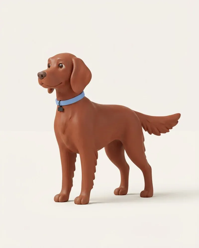 Ilustración 3D de un setter irlandés