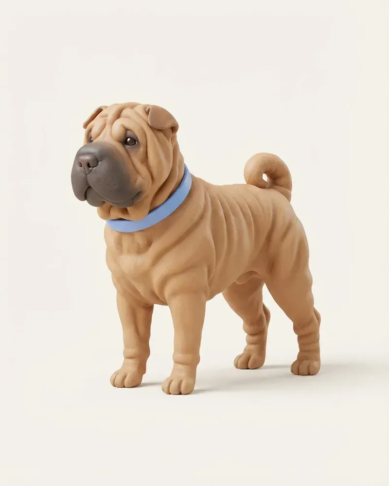 Ilustración 3D de un shar pei