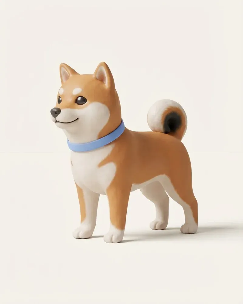 Ilustración 3D de un shiba inu