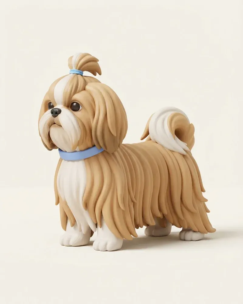 Ilustración 3D de un shih tzu