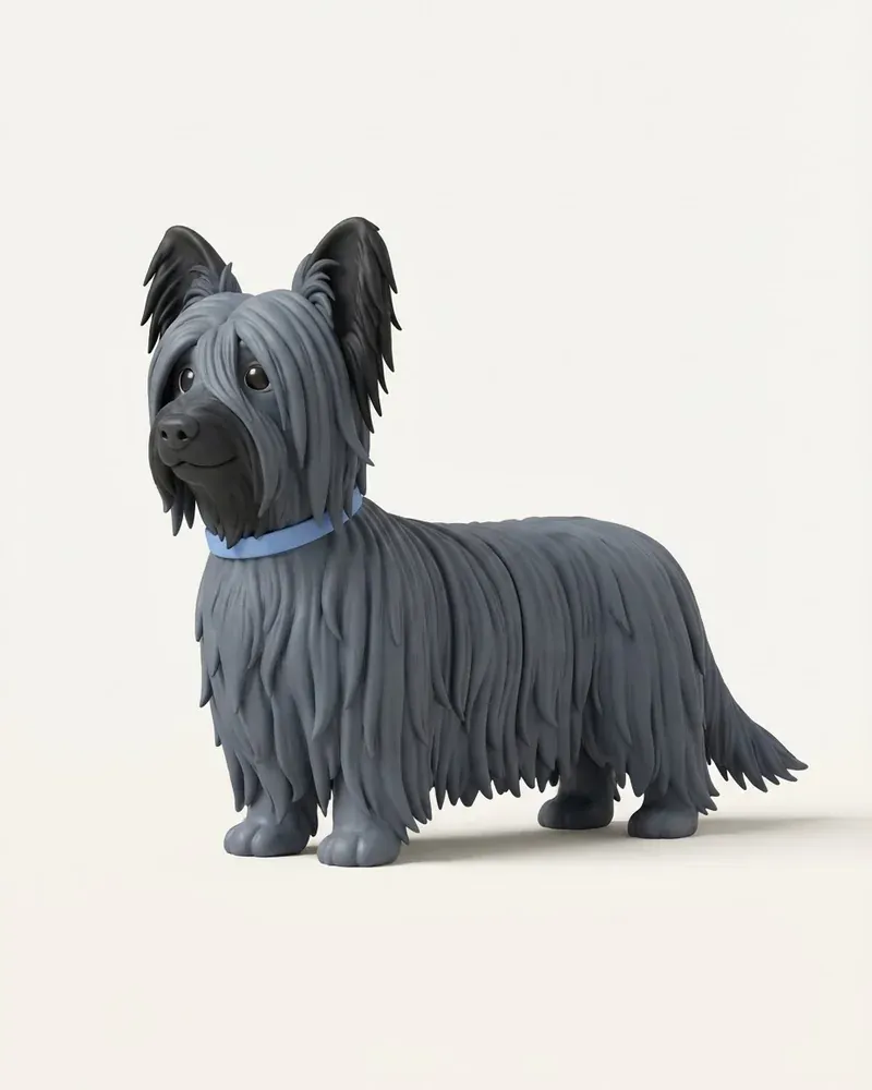 Ilustración 3D de un skye terrier