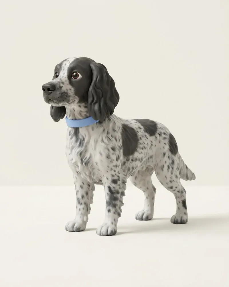 Ilustración 3D de un spaniel azul de picardía